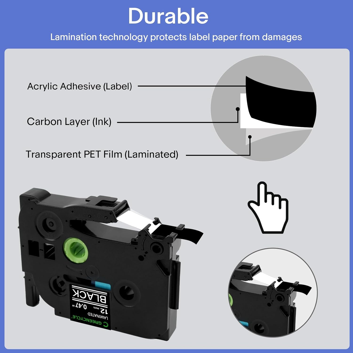 GREENCYCLE 3 Pack Label Maker Black Tape Compatible for Brother P-Touch TZe-335 Label Tape TZe335 TZ-335 TZe TZ 12mm 0.47 Laminated White on Black for Ptouch PT-D210 D220 H100 H110 D400 D600 - Image 6