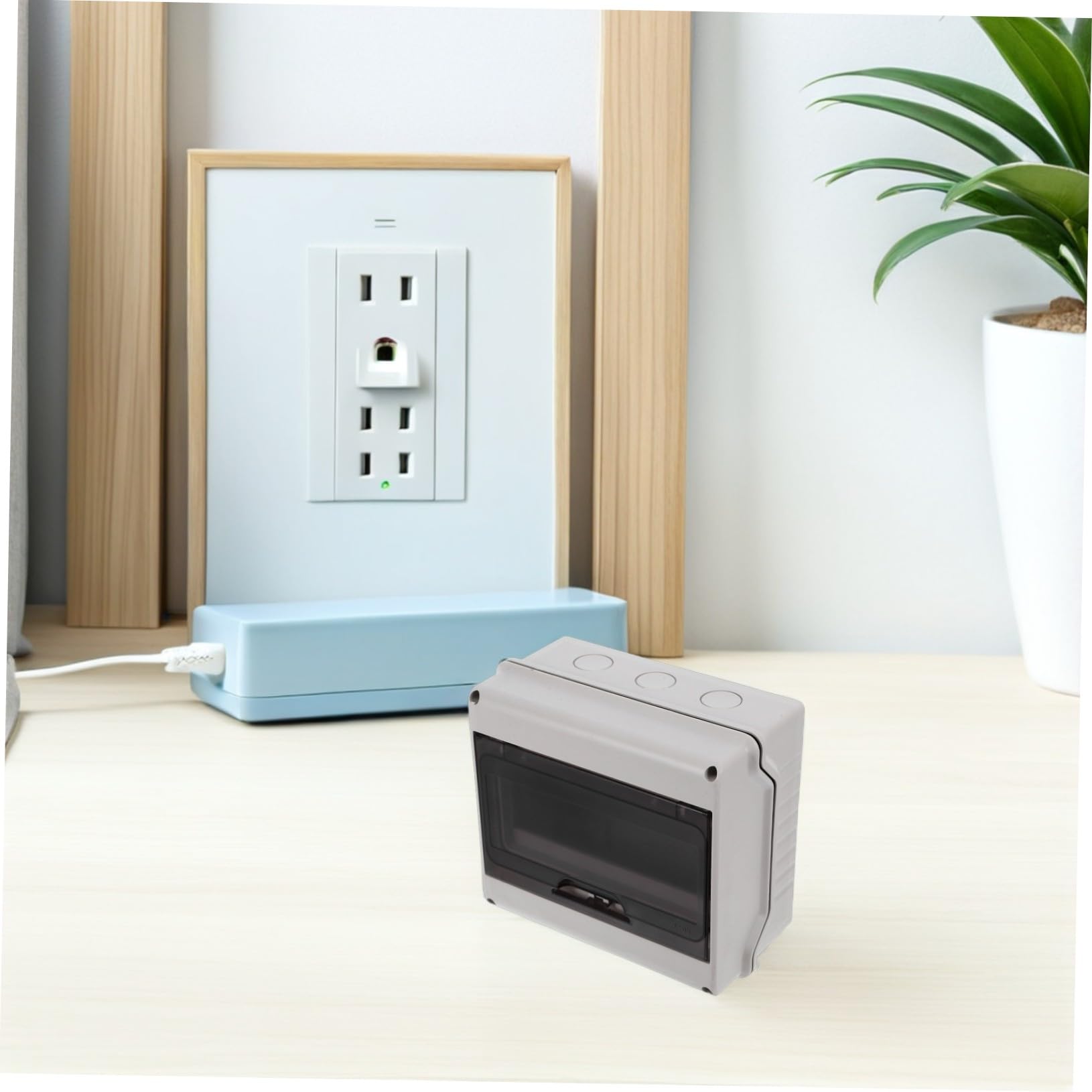 WOONEKY 2 Piezas Caja Eléctrica Estanca Vías con Ventana Transparente y Carril Din Caja de Distribución para Exterior con Protección contra Humedad y Fácil Mantenimiento de Unidades