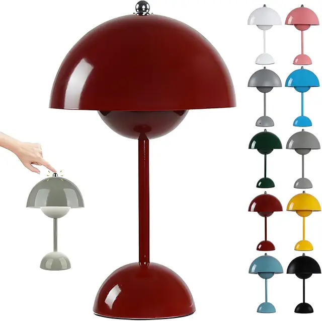 Mushroom LED Desk Lamp with Flowerpot - Touch Control, Rechargeable, 3 Modes
