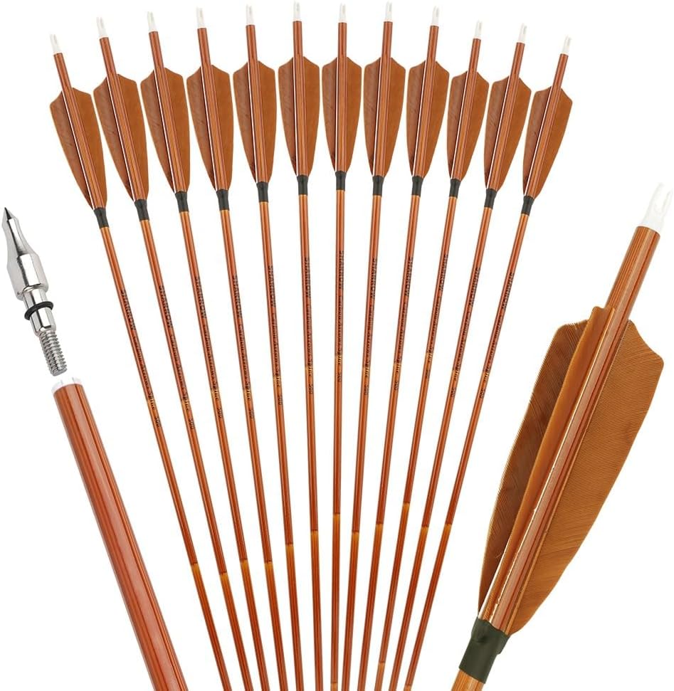 wolfman 12X Archery Carbon Arrows SP500 4" Feather Recurve Bow Shooting Hunting Target