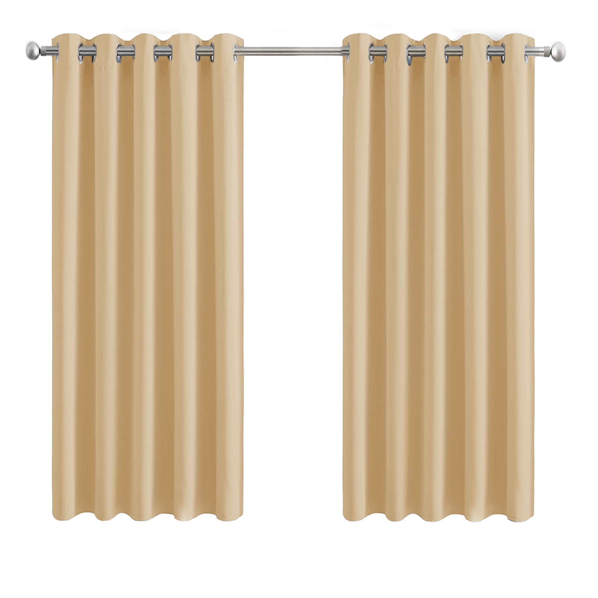 Aspire Homeware Cream Blackout Curtains for Bedroom - Eyelet Door Curtains 66 x 84 inch Drop Thermal Insulated Super Soft Ring Top Living Room Window Curtain with Matching Tieback, 2 Panels
