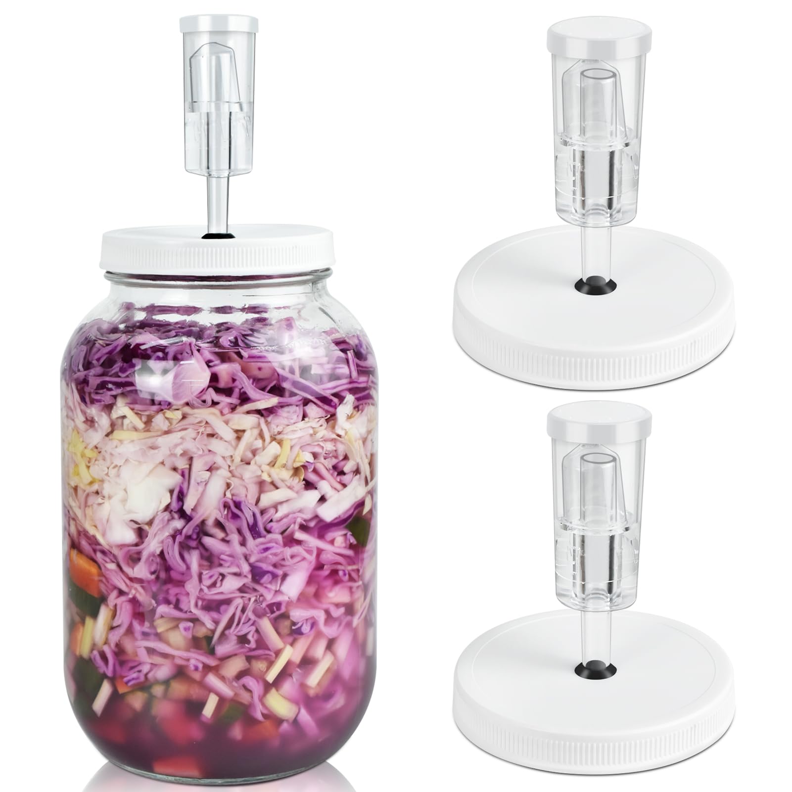 Artcome 10 PC Airtight 1 Gallon Fermentation Lid with Airlock - Transform Gallon Jar Into a Fermenter - Perfect for Pickles, Hard Kombucha, Beer, Wine, Cider - Gallon Lid with Econolock Airlock