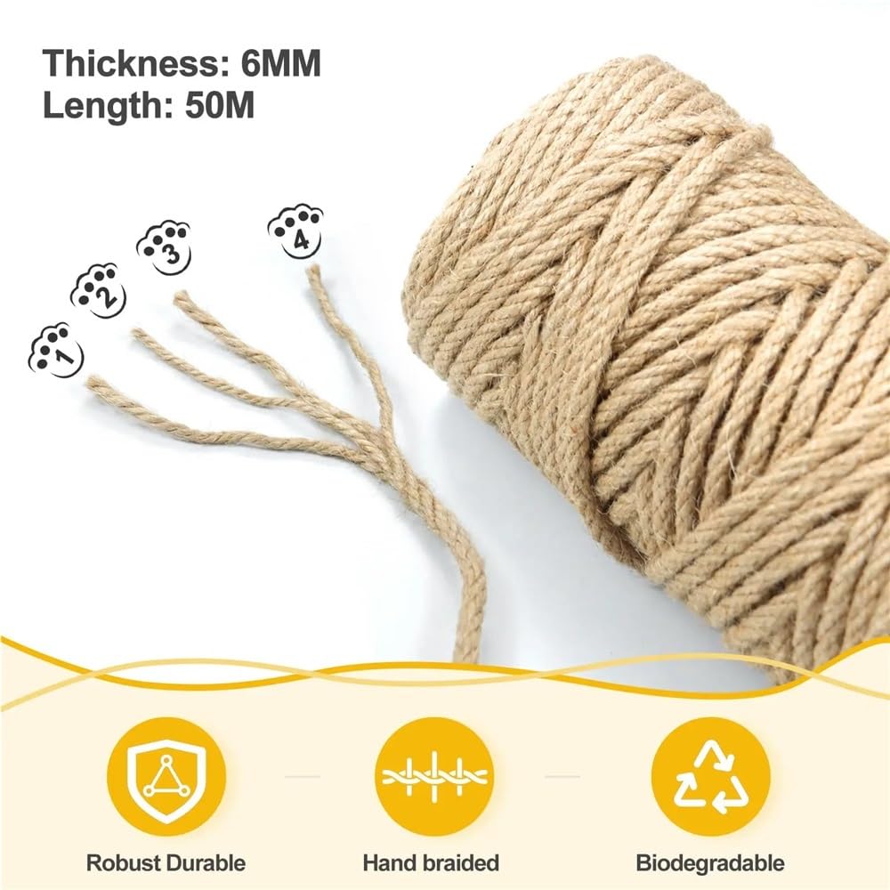 Corda di iuta, Corda di juta 6mm fibra naturale, adatta for artigianato, giardinaggio, imballaggio, varie lunghezze disponibili(10m length)