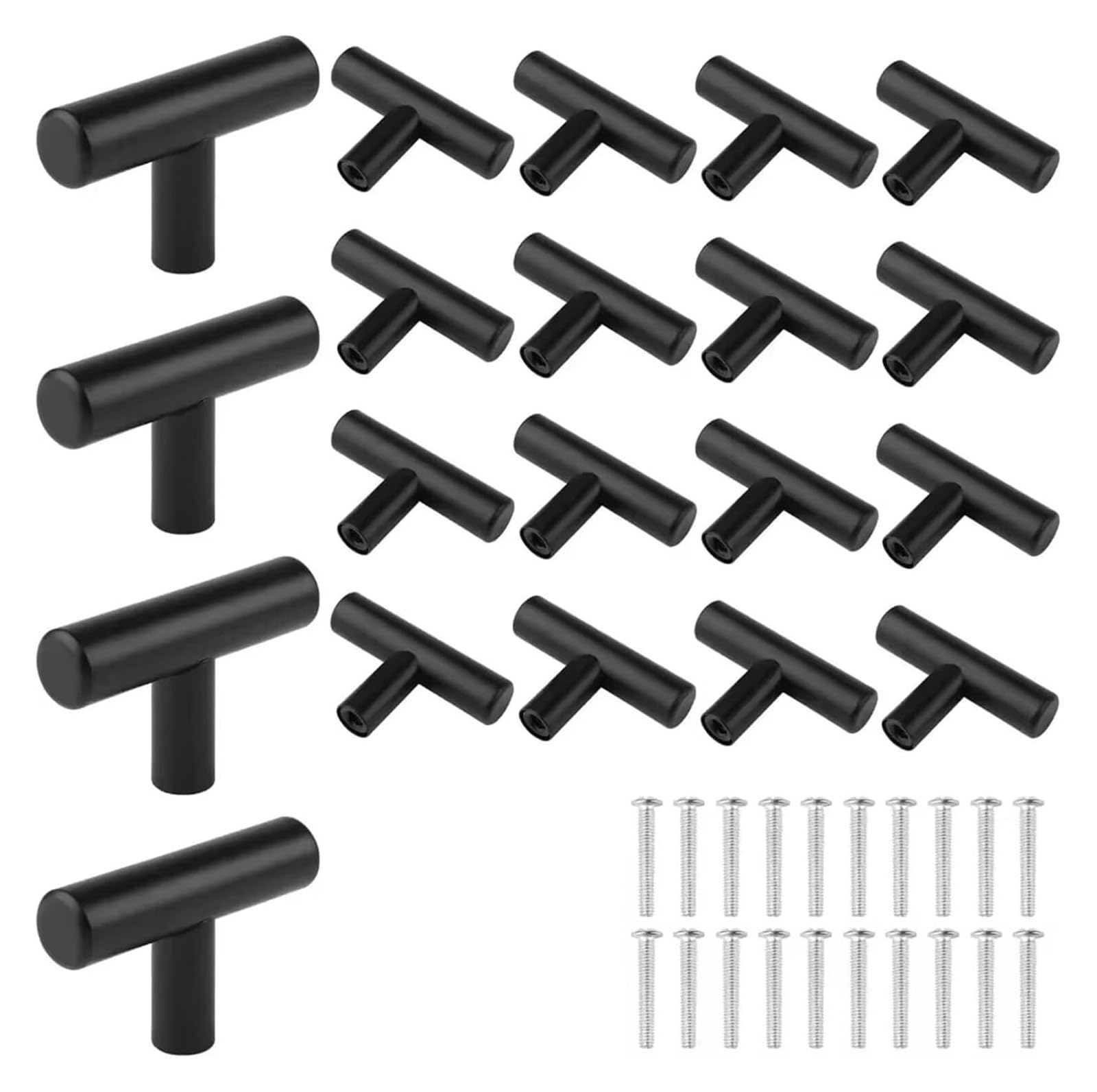 Gkirqvpe Svart Cabinet Knobs, Cabinet Knobs Pack Of 20 Black Stainless Steel Drawer Pulls