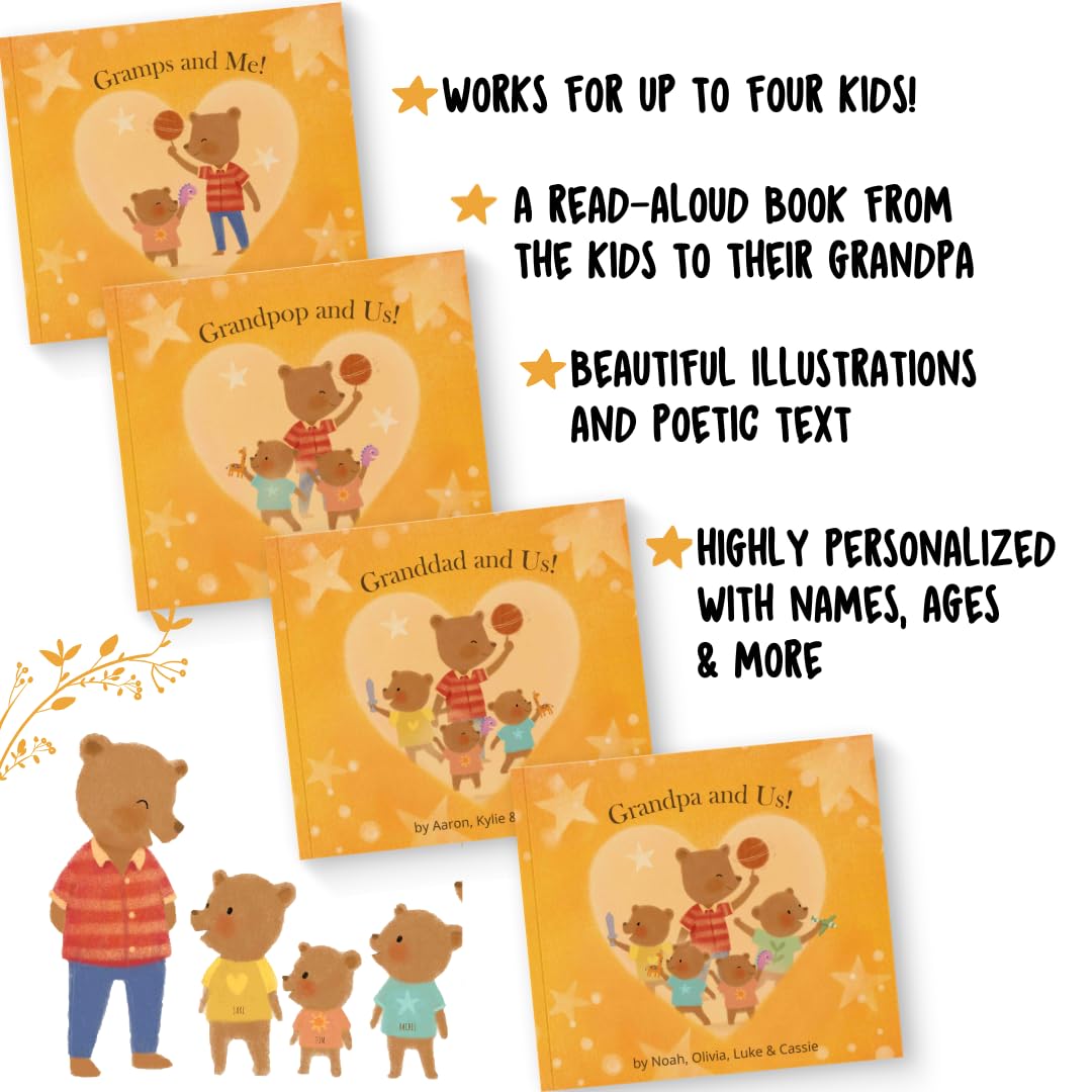 Father's Day Gift - Grandpa and Us - A Special Personalized Read Aloud Gift from Upto 4 Kids to Grandpa | Manimal Tales