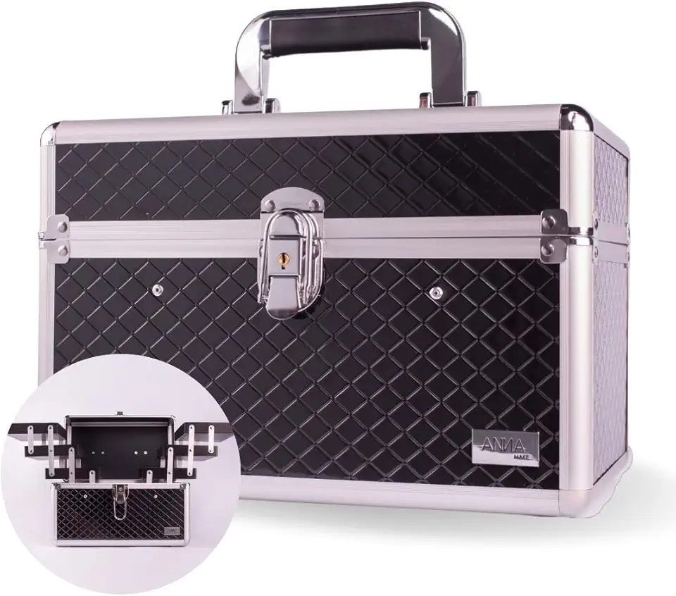 Maleta De Maquiagem Profissional Anna Make Média Vazia - Preta