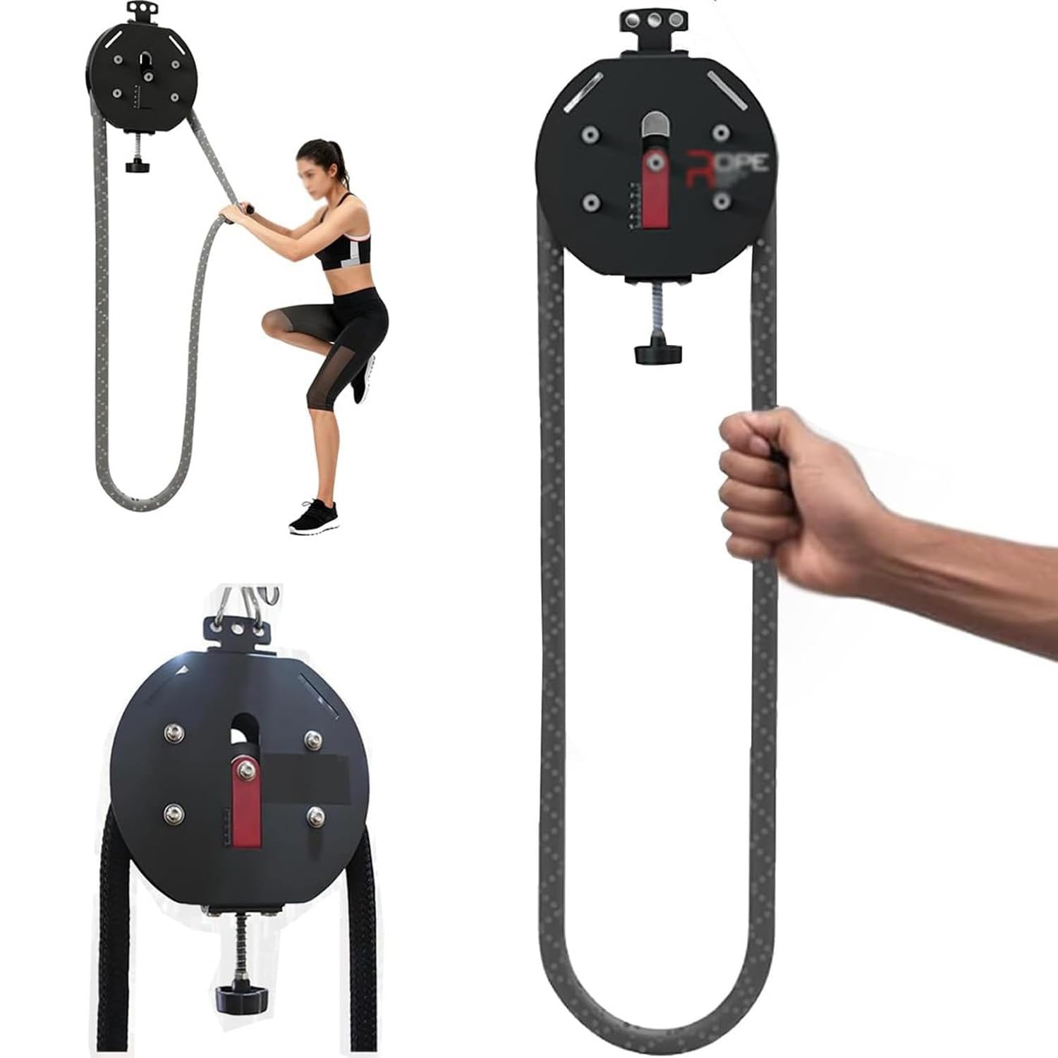 Maszyna linowa Endless Rope Trainer, regulowany system linowy z regulowanym oporem, do treningu wytrzymałości mięśni kończyn górnych, ćwiczeń aerobowych i koordynacji całego ciała Red