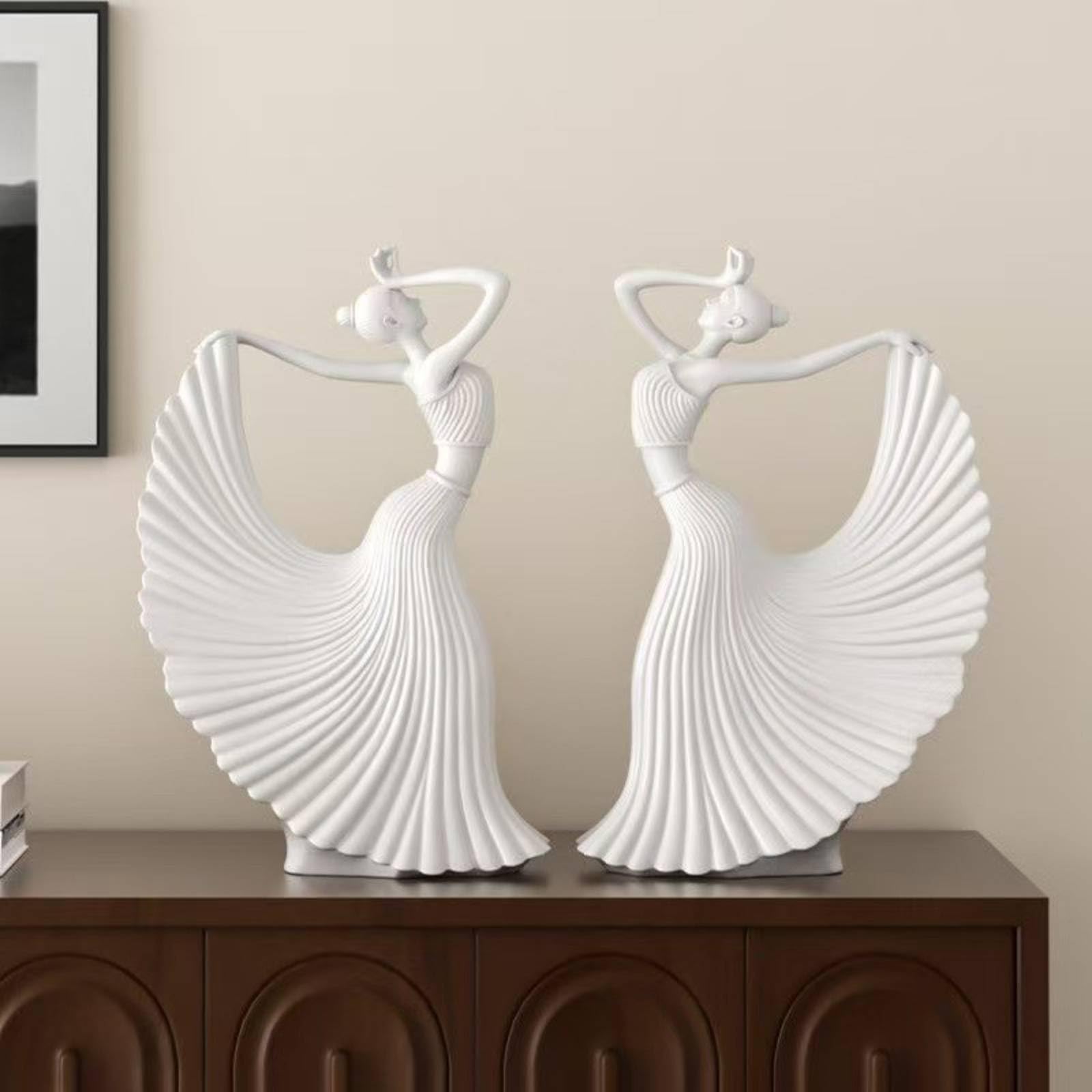 Minimalistas Estatuillas Mujeres s Artísticas Figura Pareja para Recibidor, Y Negro