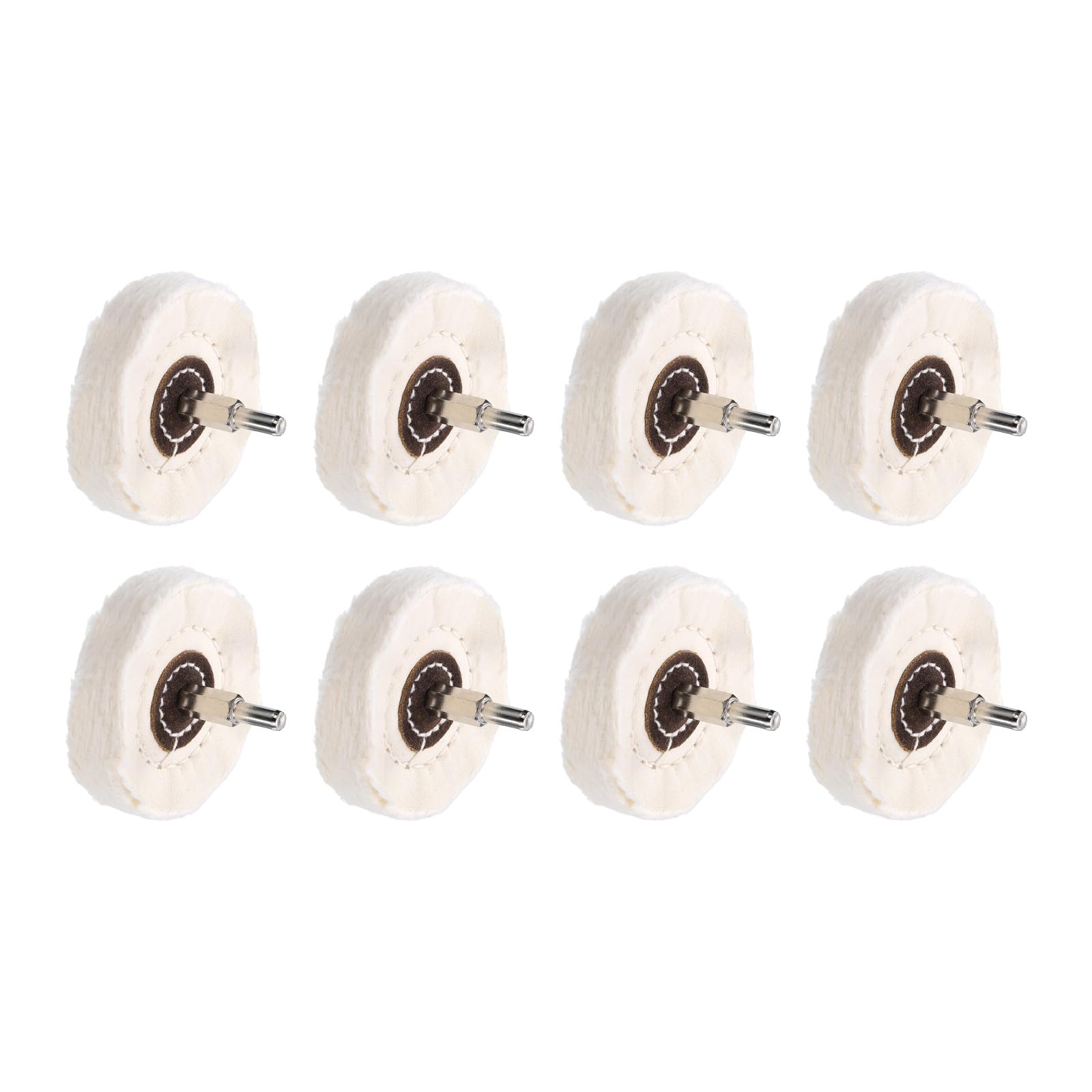 uxcell 3-Inch Buffing Polishing Pad Wheel Cotton with 15/64-inch Handle for Manifold Aluminum Stainless Steel Chrome White 8 Pcs
