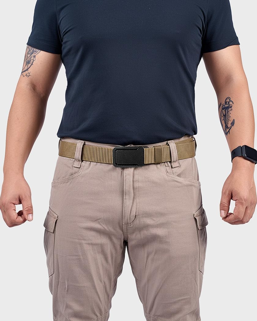 EZL Ratchet Tactical Belt for Men, 1.5" Nylon Web Gun Belt with Automatic Slide Buckle, Adjustable Trim to Fit - Image 6