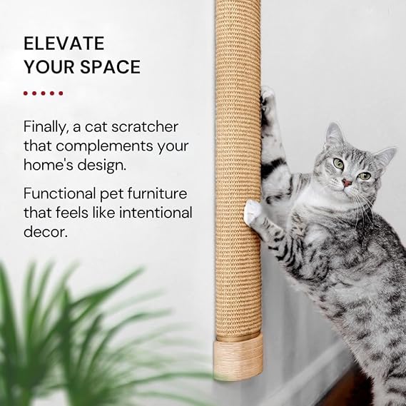 7 Ruby Road Wall Mounted Cat Scratcher, Replaceable Sisal Scratching Post