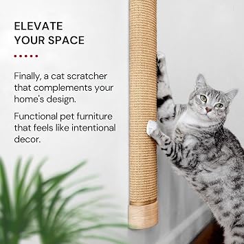 7 Ruby Road Wall Mounted Cat Scratcher, Replaceable Sisal Scratching Post