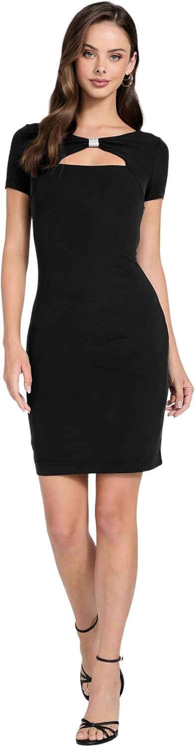 Guess Womens Eco Short Sleeve Boat Neck Milena Mini Dress - Image 2