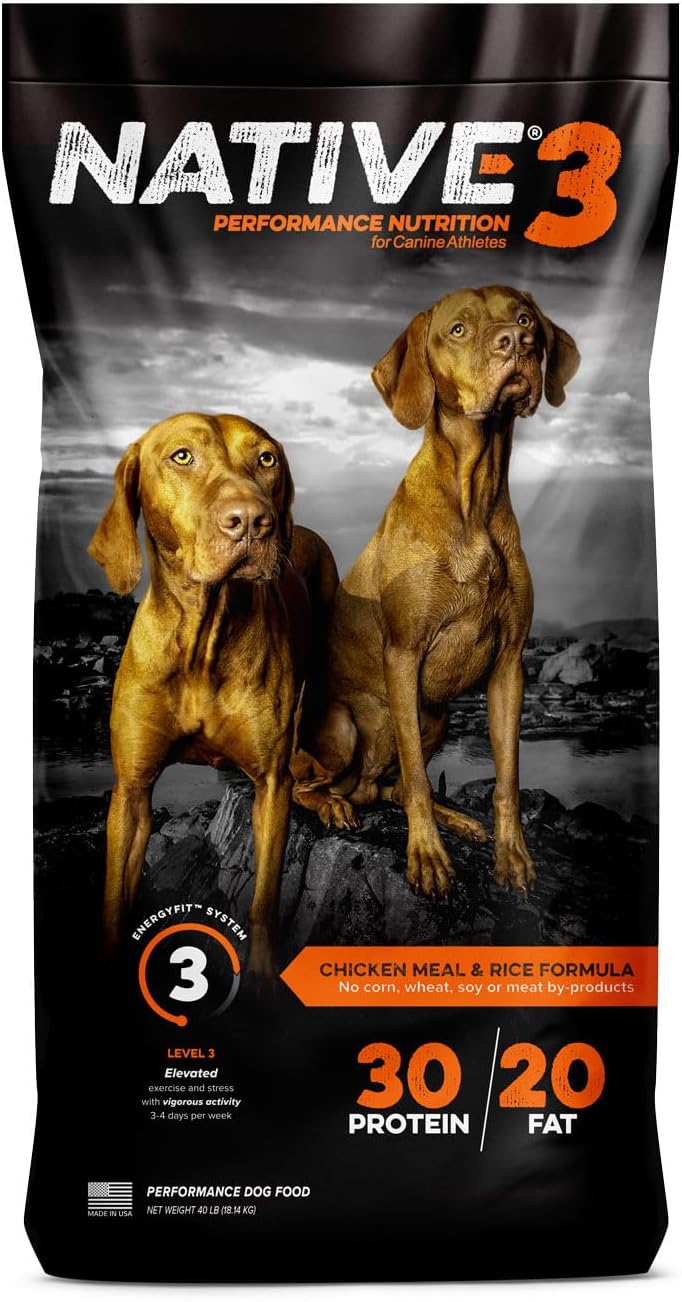 Native Performance Dog Food Level 3 30:20 Chicken Meal And Rice Formula, 40-Pound