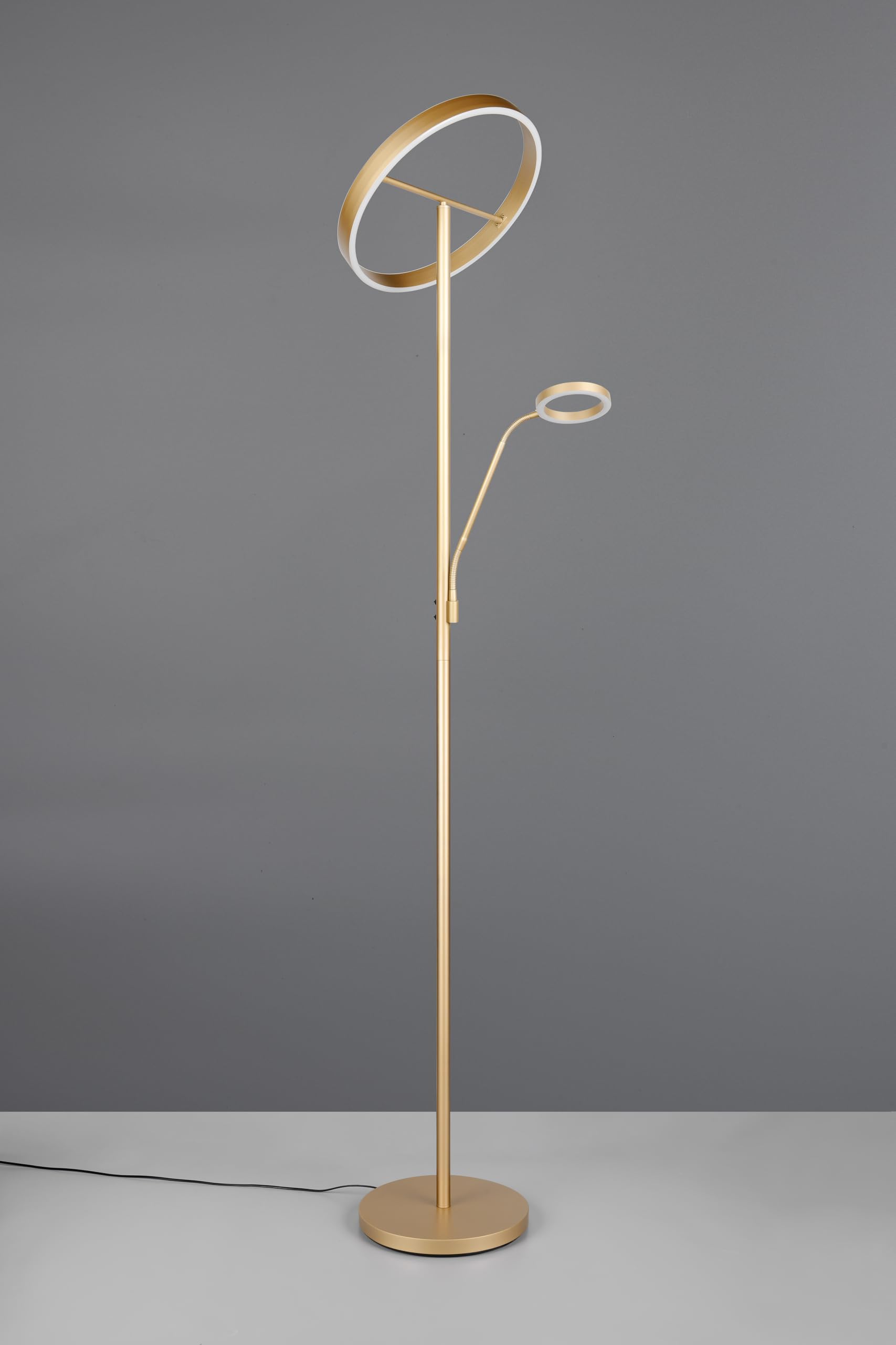 Trio Lampa podłogowa LED Leuchten WILLIS 449510279, złoty metal, 39 + 5,5 W LED, regulowana barwa światła, możliwość ściemniania
