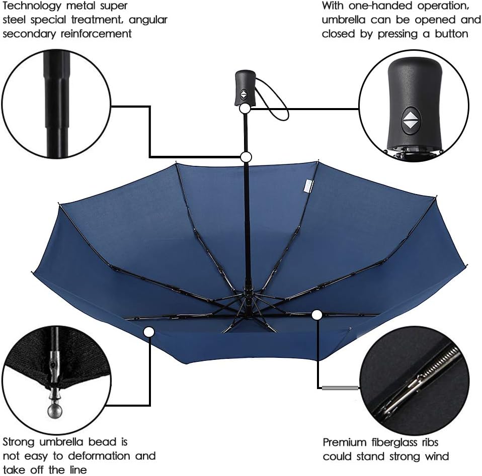 boy Windproof Travel Umbrella, Compact Umbrella Automatic Open Close, Upgraded 9 Ribs Reinforced Windproof Frame…