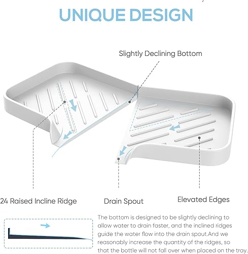 Miniatura 9 de Jabonera de silicona, 4 piezas de soporte de jabón de silicona grueso de gran pureza, bandeja de jabón autodrenante, jabonera de baño, soporte para