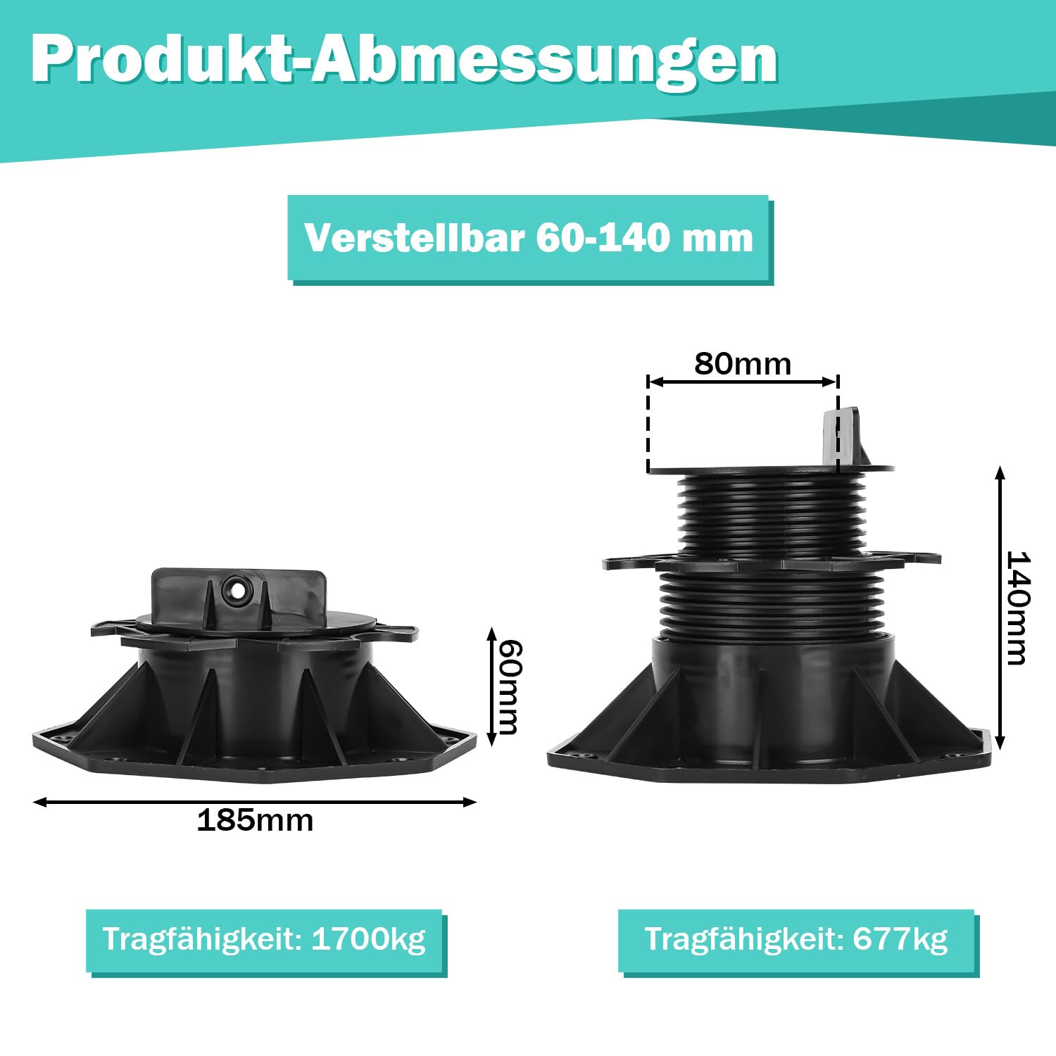 Stelzlager höhenverstellbar 60-140 mm Terrassenlager 70 Stück