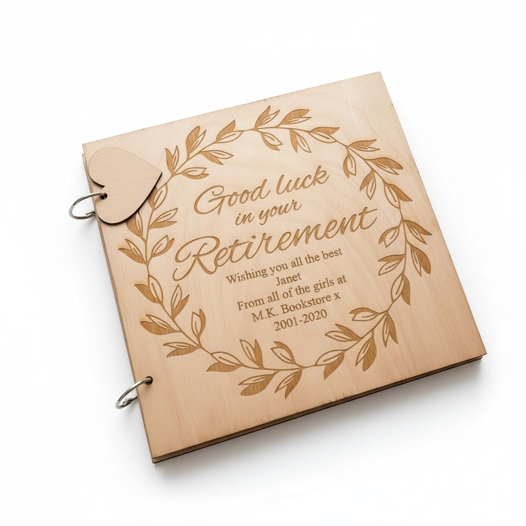 Ukgiftstoreonline Light Brown Personalised Retirement Sentiment Memories Scrapbook Photo Album