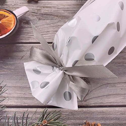 Miniatura 3 de Enjonar 24 bolsas de regalo de fiesta, bolsa de regalo plateada, bolsa de plástico con cordón para dulces, regalos
