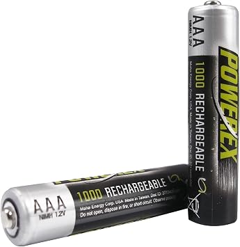 بطاريات Powerex AAA HEAVY-DUTY 1000mAh القابلة لإعادة الشحن NiMH - 2 بطاريات لكل عبوة