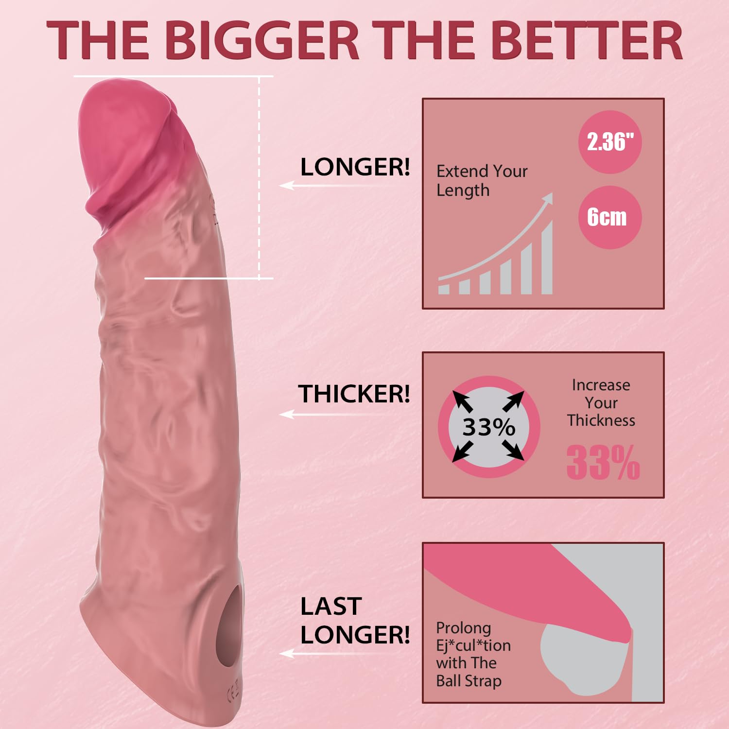 Sexytoysys Coppia Giochi Erotiici per Coppie - Sex Toys Guaina Fallica Uomo, Sex Toys Vibratore per Uomo, Giochi Sessuali 10 Modalità Vibrazione, Exytoysys Estensore Pene Prolunga 6CM Anello Vibrante
