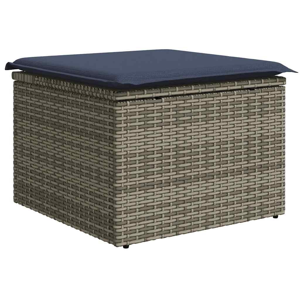 Set Divani da Giardino 7 pezzi con Cuscini Grigio Polyrattan Acacia Resistente alle Intemperie per Terrazzo Patio Veranda Lounge Relax all'Aperto
