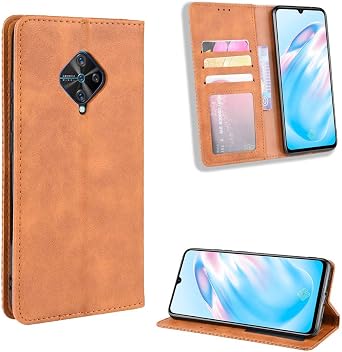 Jielangxin Keji Case for Vivo V17 Case Cover,Case for Vivo V17 1919 Case PU Leather flip Cover Brown