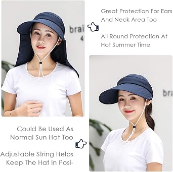 Wide Brim Sun Hat Multifunctional UPF 50 Protection Bucket Fishing Hat Cap