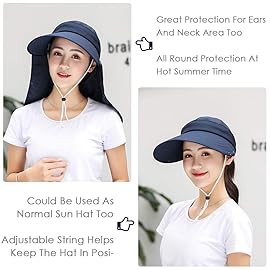 DRIONO Wide Brim Sun Hat - Multifunctional UPF 50 Protection Bucket Fishing Hat Cap (Navy)