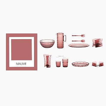 Guzzini - Vanity Container 25 cm, Mauve, in Bio-based SAN and Bio-based SMMA Serveware Stackable Acrylic Crystal for Salad Pasta Fruits Centerpiece Serveware