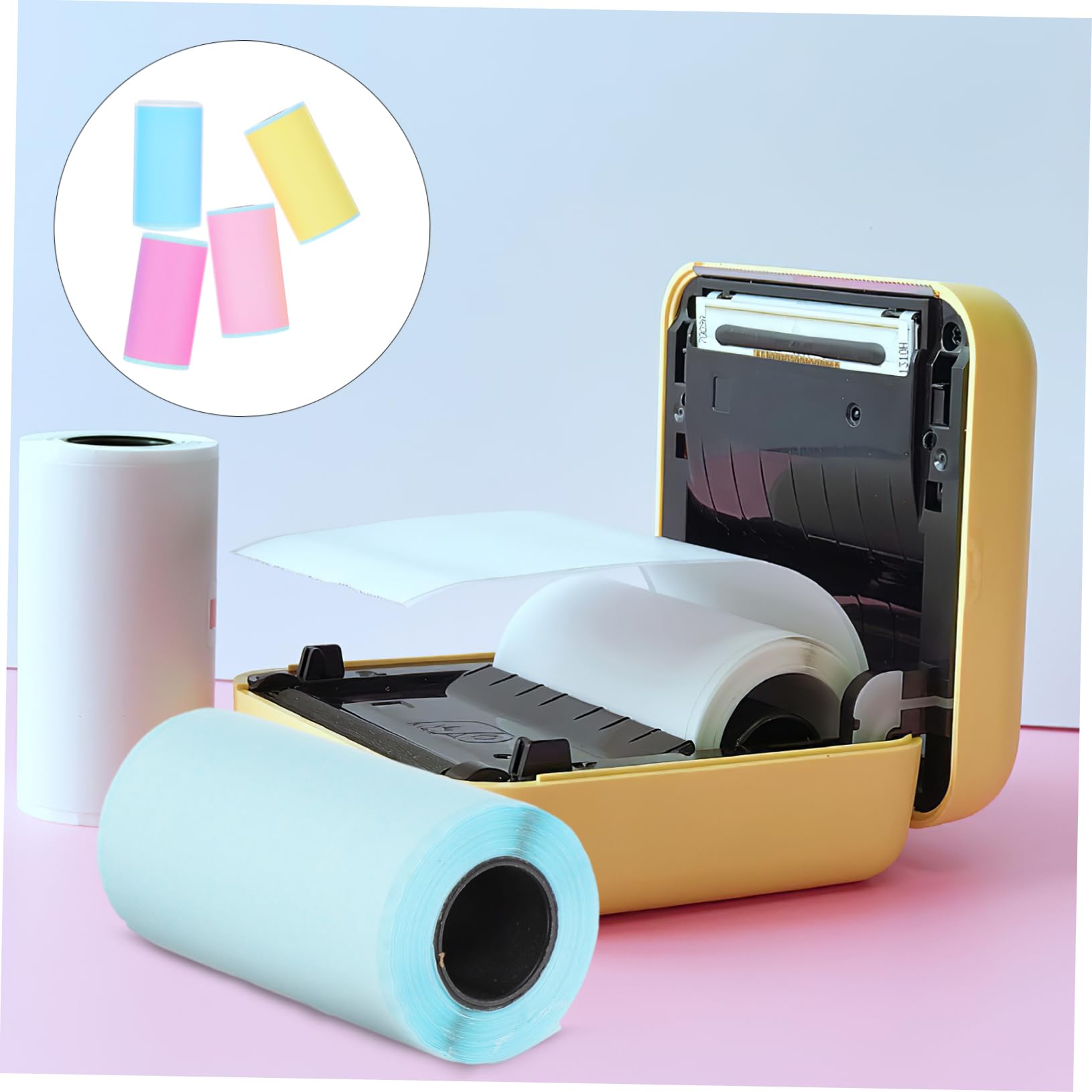 HOMSFOU 3 Set Etichette Termiche Colorate Autoadesive Per Mini Stampanti Giallo Per Organizzazione E Etichettatura Compatibile Con Stampanti Termiche 4 * 3