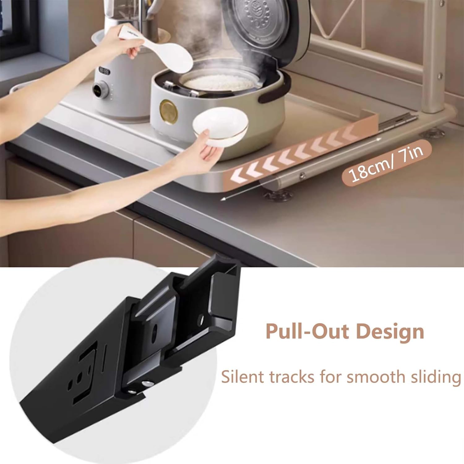 Adjustable 2-Tier Microwave nizer with Sliding Tray, Height Adjustable Kitchen Storage Rack, Countertop nizer for Home, Restaurant, Office Use