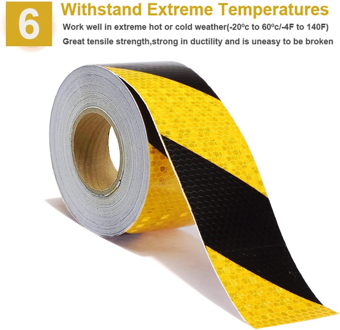 Waterproof Reflective Safety Tape Roll 2"X150' Yellow Black Striped Floor Marking Tape Hazard Caution Warning Tape Auto Truck Self-Adhesive Safety Sticker Strips for Wall Factory Trailer Vehicle: Industrial & Scientific
