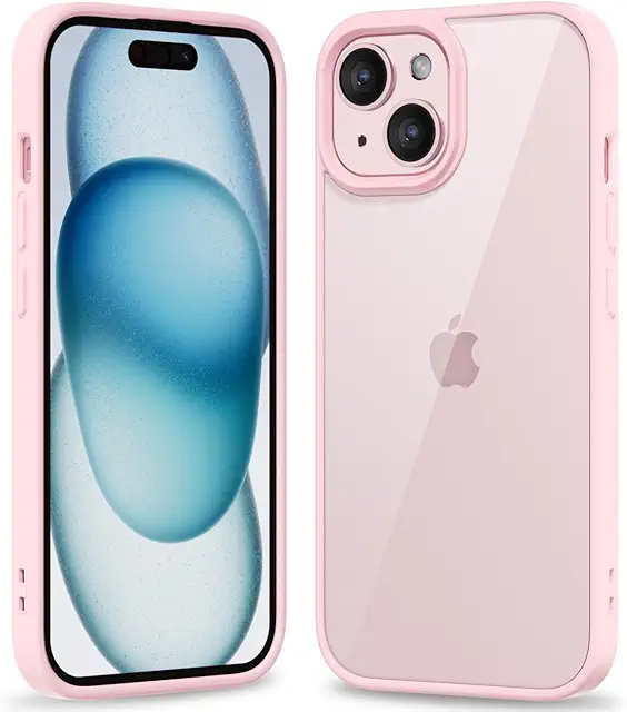 Thin Slim Clear iPhone Case - Hybrid Protective Cover in Light Pink