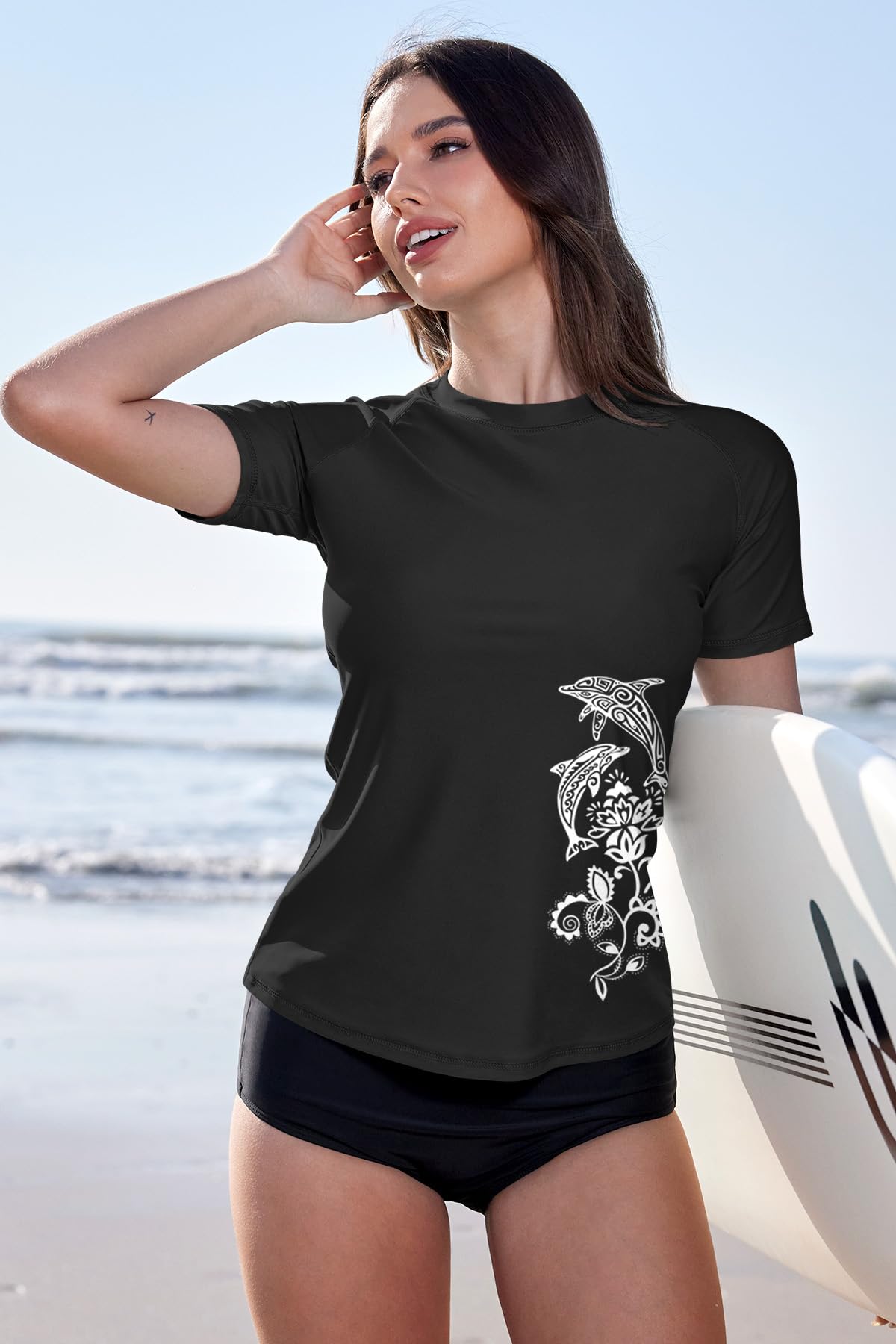 BesserBay Damen Kurzarm Rash Guard UV Shirt UPF 50+ S-XXL