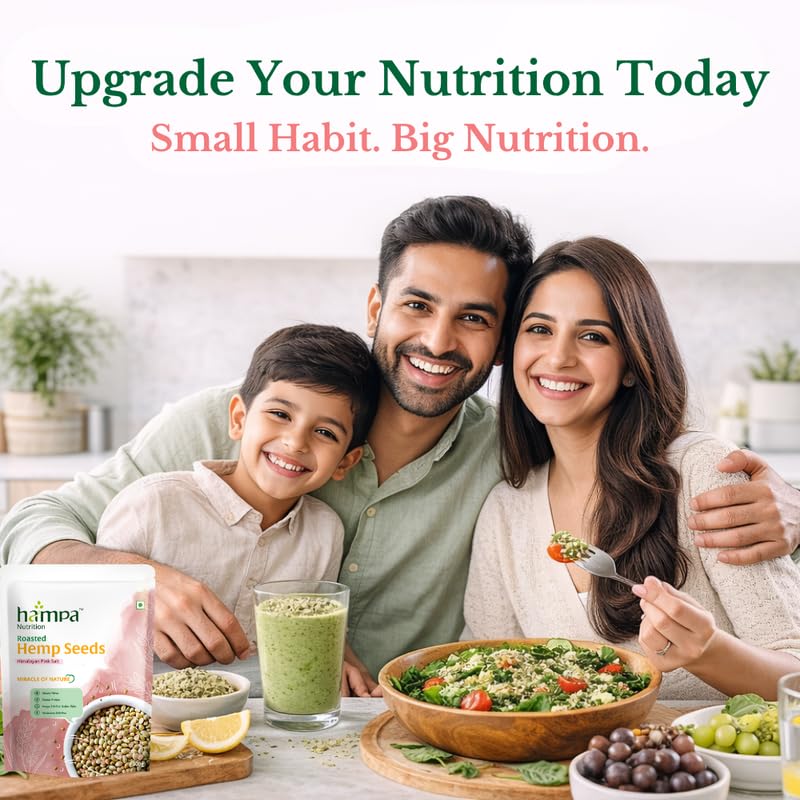 Image of Hampa Roasted Hemp Seeds for Eating - 300g | Himalayan Pink Salt | Crunchy Whole Hemp Seeds | High Fibre Protein Healthy Snack | Omega-Rich Superfood Ready to Eat for Fitness & Daily Nutrition