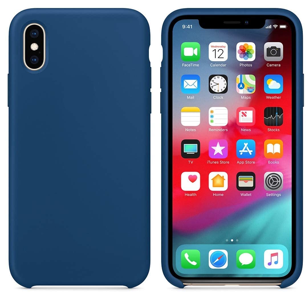Grab N GO Soft Silicone Case & Cover Compatible with iPhone Xs Max (Ocean Blue)
