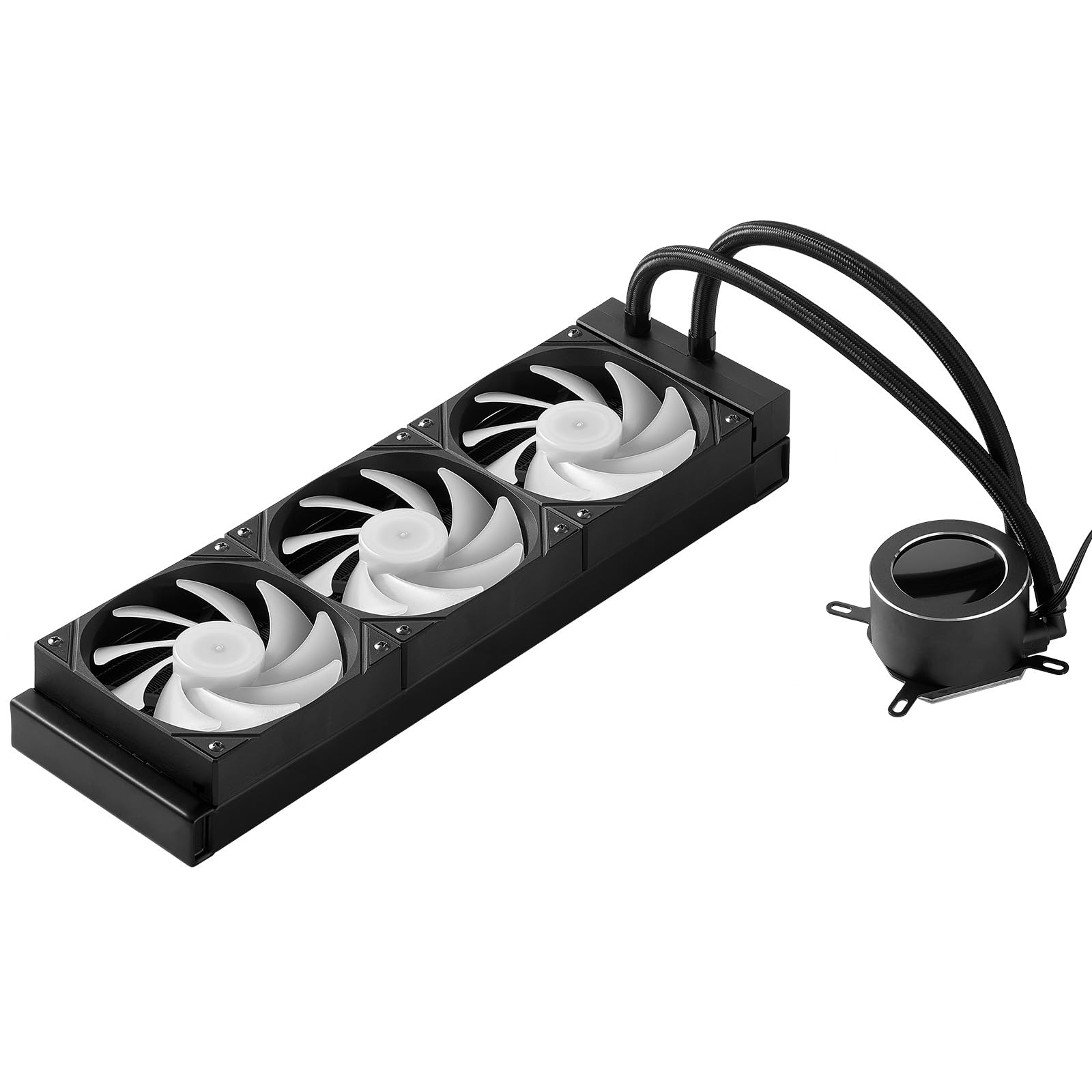 VEVOR Chłodnica cieczy CPU, AIO-CPU – 3 x wentylator i pompa PWN 120 mm, chłodzenie wodą PC z wyświetlaczem LCD 5,3 cm i światłem ARGB, do Intel 115X/1366/2011/1700/1200, AMD AM4/AM5