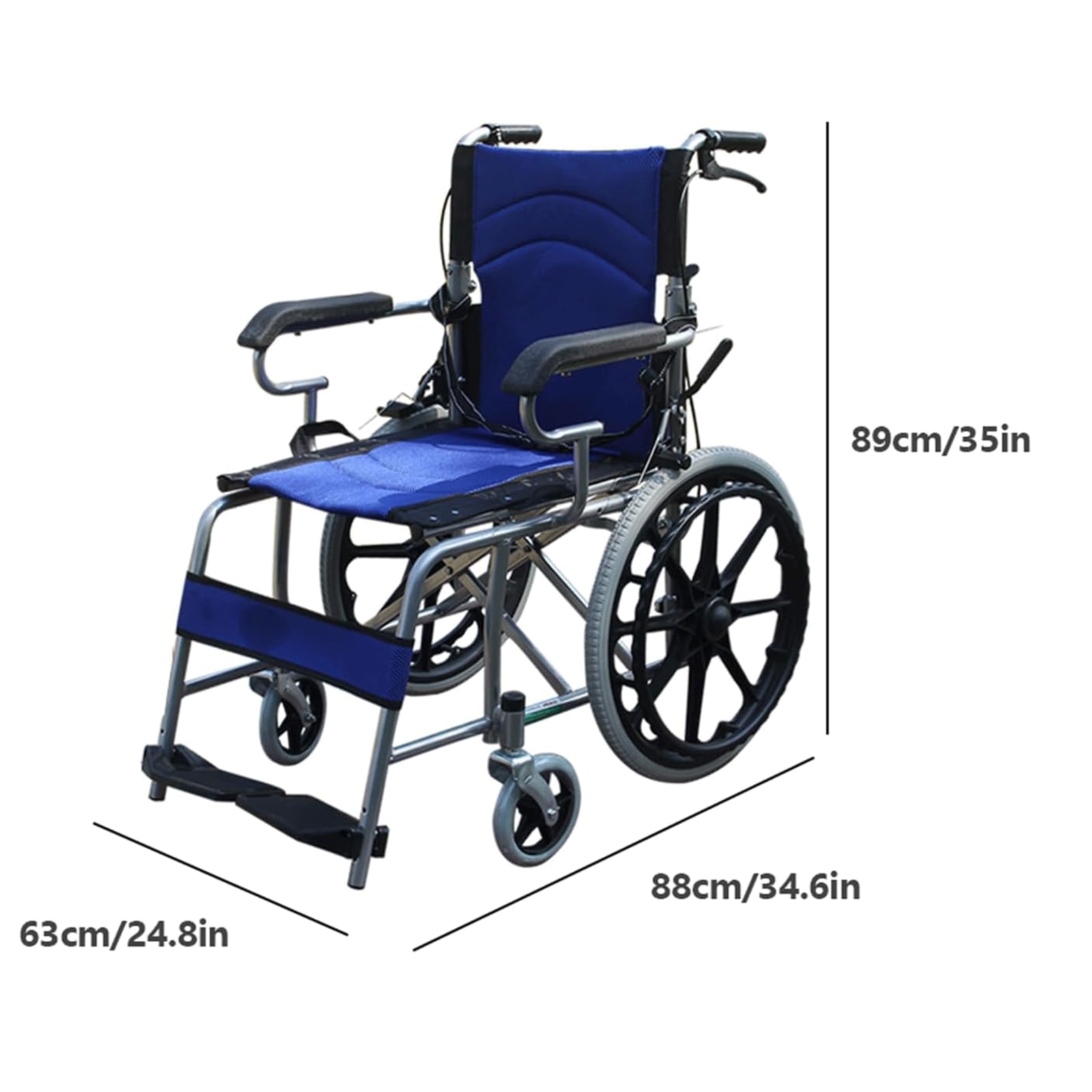 Silla Ruedas Sillas de Ruedas Plegables, sillas de Ruedas de Transporte portátiles con Freno de Mano, Silla de Ruedas Manual Ligera de Acero al Carbono Fácil de operar