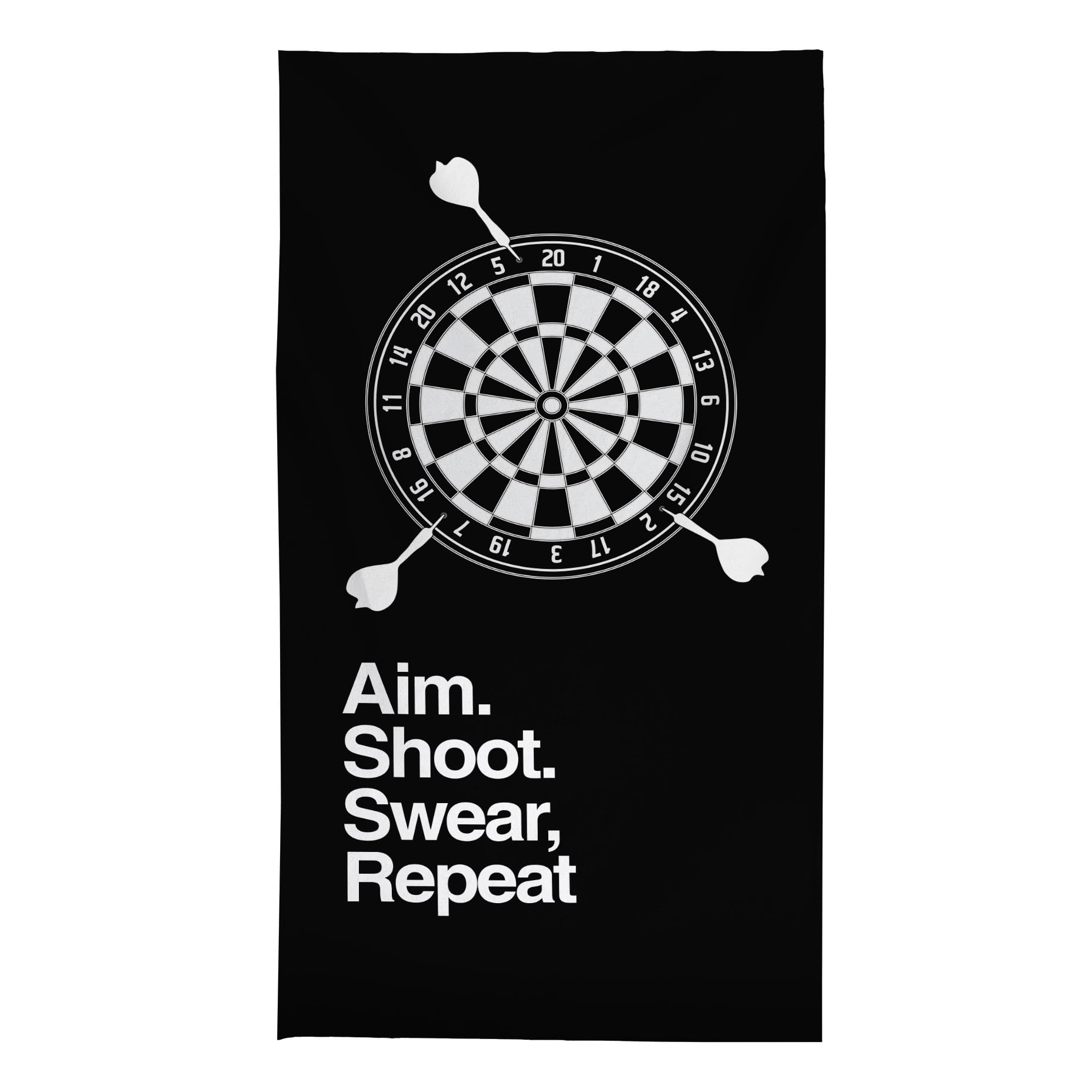 British Made Gifts Black Aim. Shoot. Swear, Repeat - Darts Beach Towel - 150Cm X 75Cm