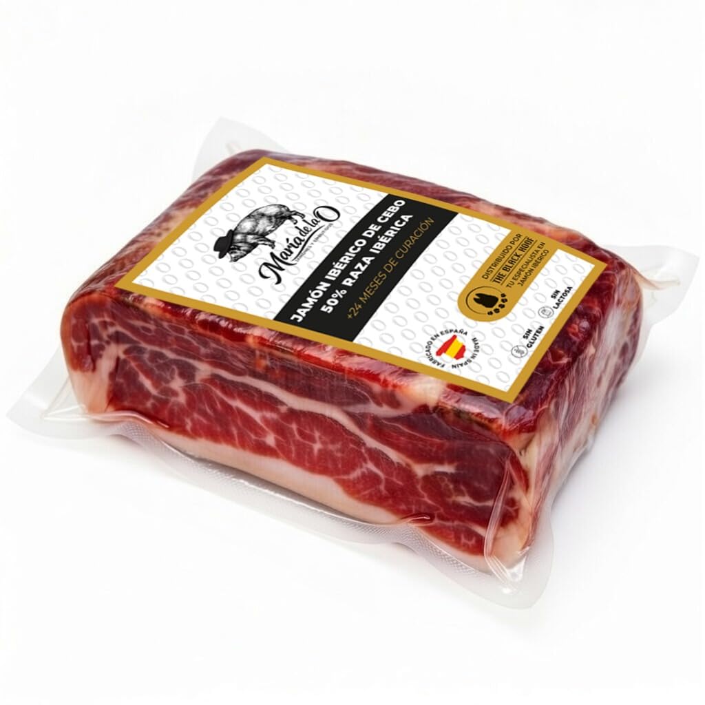 Jambon Ibérique Espagnol Désossé (Jamón Ibérico de Cebo) env. 1 kg | Affinage naturel 24+ mois | Certifié CERTICAR | Produit d’Espagne par The Black Hoof