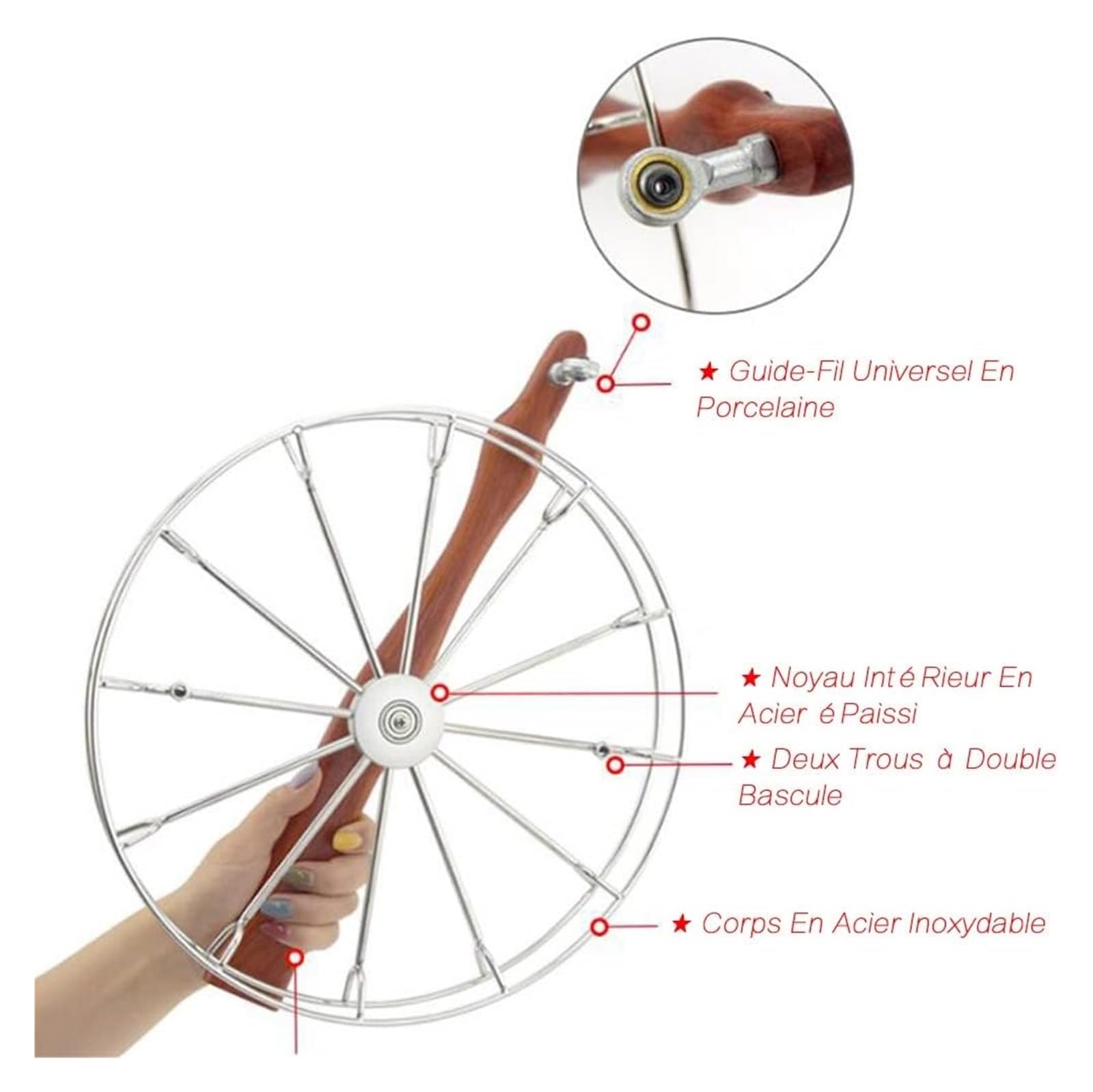 Silenciador de Acero Inoxidable con rodamientos Grandes, enrollador Carrete bloqueable Rueda Eagle, Accesorios for Volar Cometas for niños y Adultos(32cm/12.6")