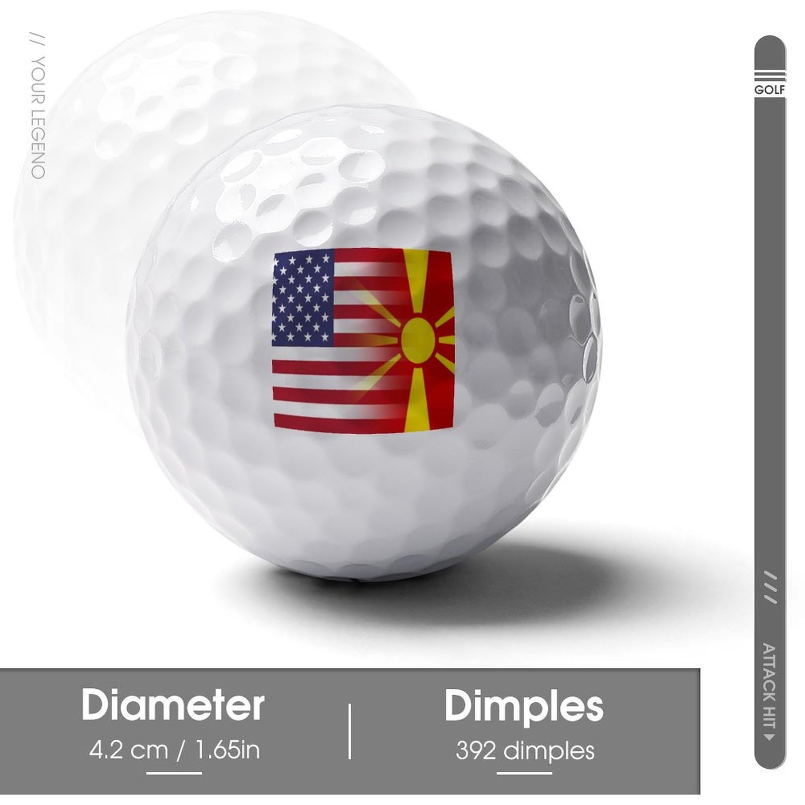 U.S.A Macedonia Flag Logo Golf Balls Personalized Ball Custom for Men Women Boyfriend Husband