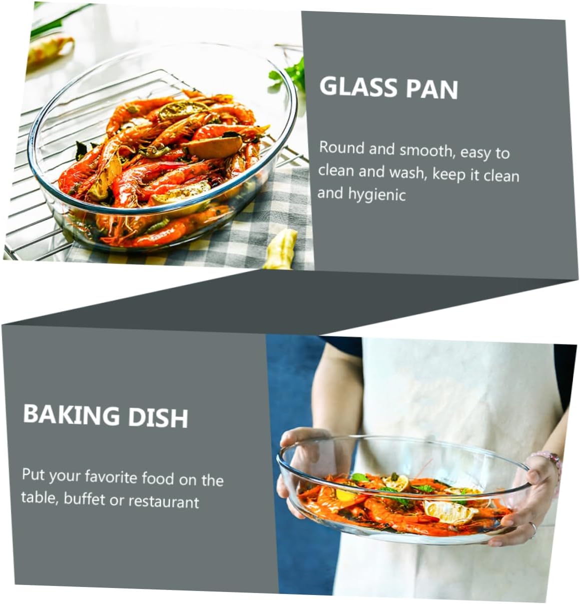 OUNONA Household Oval Dish Microwave Oven Baking Pan Glass Serving Plate for Rice Noodles Desserts Salad Soup