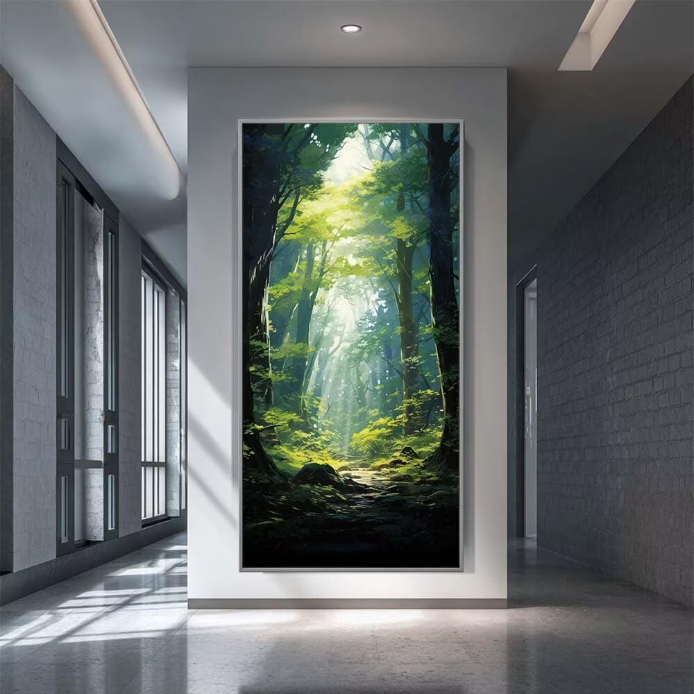 Forest Diamond Art Kits Adults, DIY 5D Large Diamond Painting Trees Full Round Drill Crystal Art Kits 35.4 x 70.9 Inch, Embroidery Cross Stitch Canvas Painting by Numbers for Home Wall Decor (RD959)