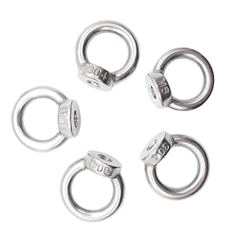 5 Pieces 304 Stainless Steel M6 Ring Eye Bolt Threaded Nuts