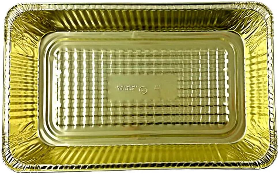 Handi-Foil Full-Size Deep Premium Quality Black & Gold Aluminum Steam Table Pan with Lid (Pack of 10)