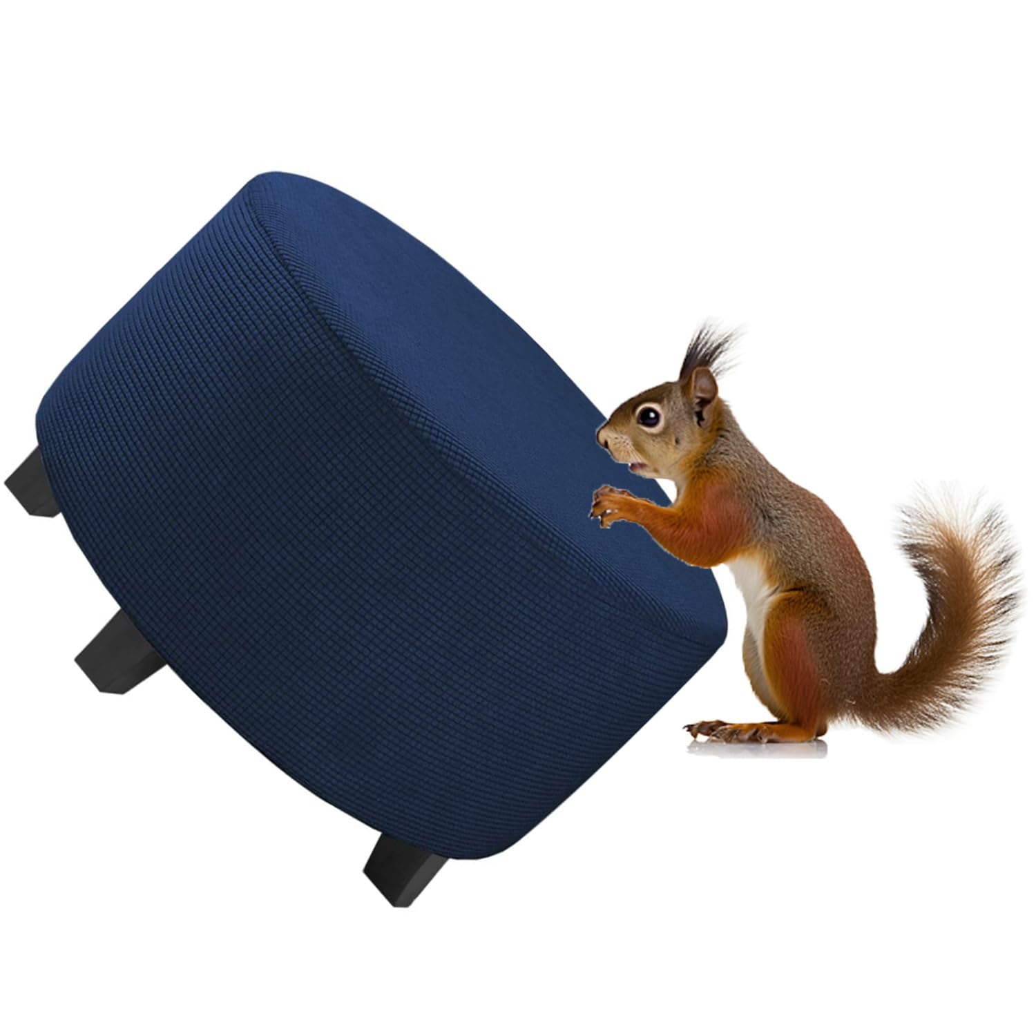 Rtsfkfs Navy Round Pouffe Cover, Stool Covers Round Stretch, Ottoman Slipcovers Removable & Washable, Furniture Protector For Dia 50-105Cm Round Foot Stool(,65Cm)