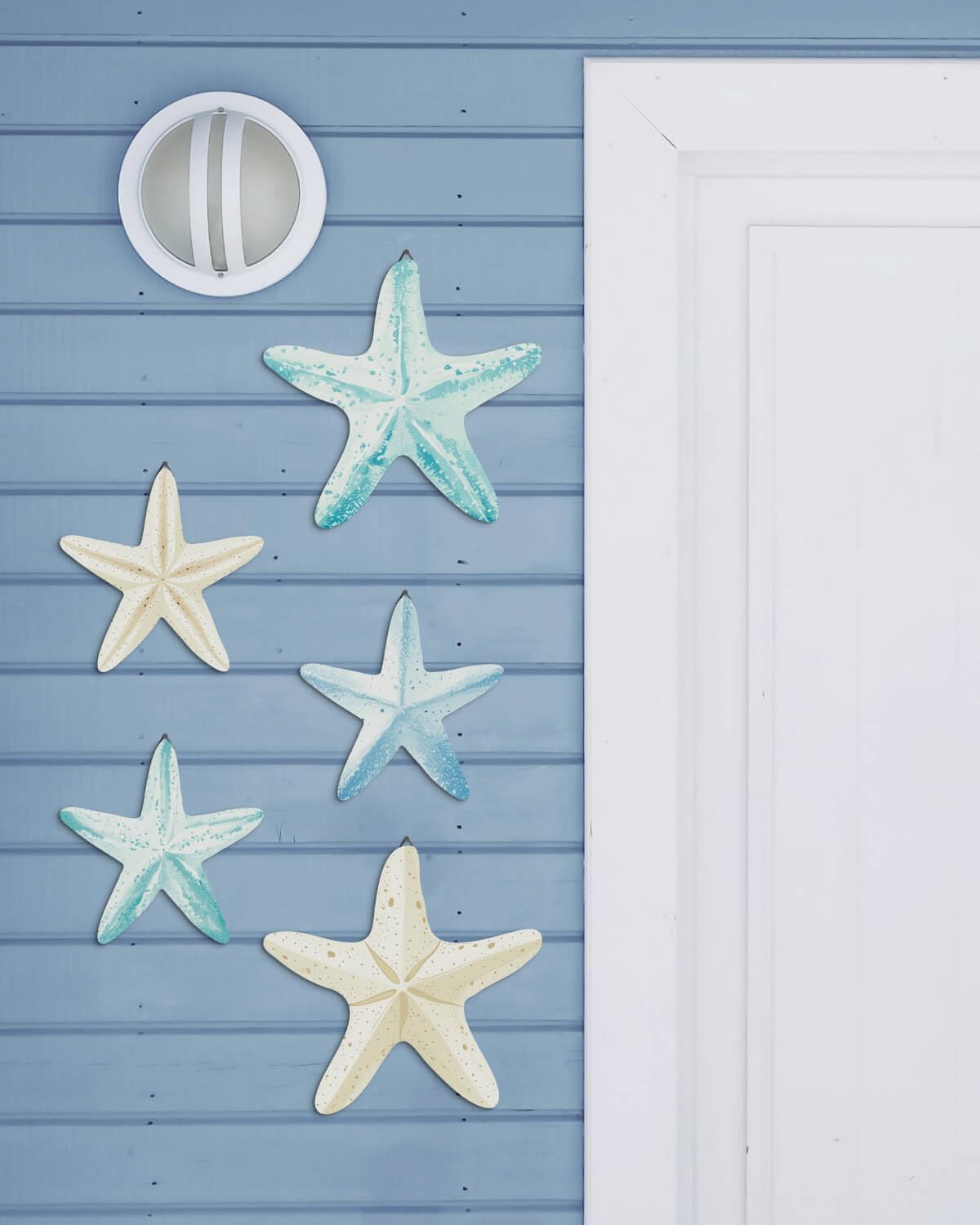 Putuo Decor Coastal Nautical Starfish MDF Wall Art Set of 5 Beach Wall Decor Coastal Hanging Décor for Bathroom, Living Room, Patio (Flat, It's Not 3D, Not Real Starfish) - Image 7